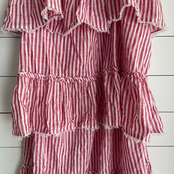 NWT CINQ À SEPT Avva tiered striped cotton midi dress Size 14 - Picture 8 of 10